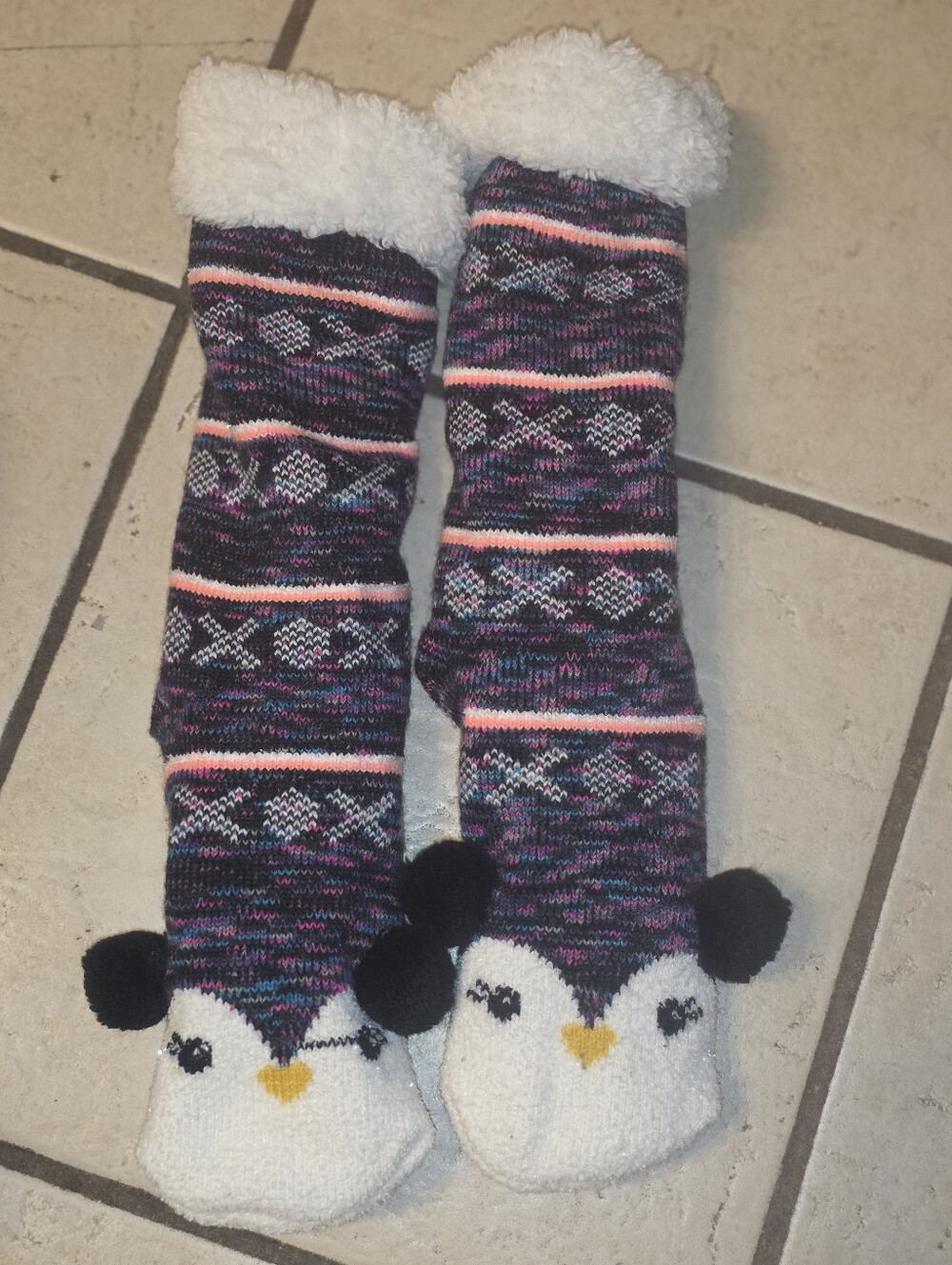 Ladies Brand New Penguin Socks Warm & Cozy Non Slip Slipper Socks